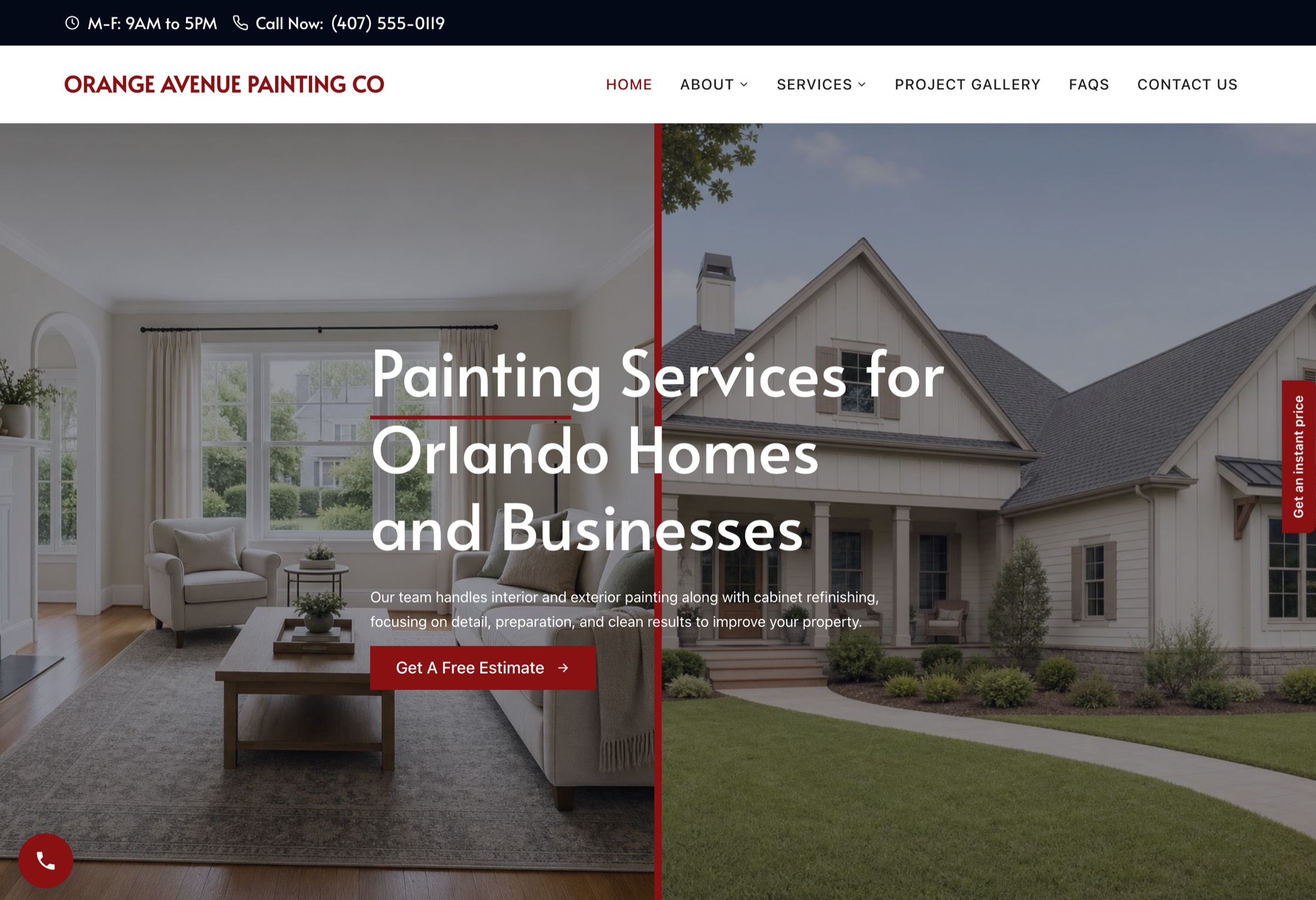 The home page of a painting company&rsquo;s finished website, built by ShowFirst